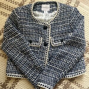 Christian Lacroix Blue and White Blazer with Tweed Texture